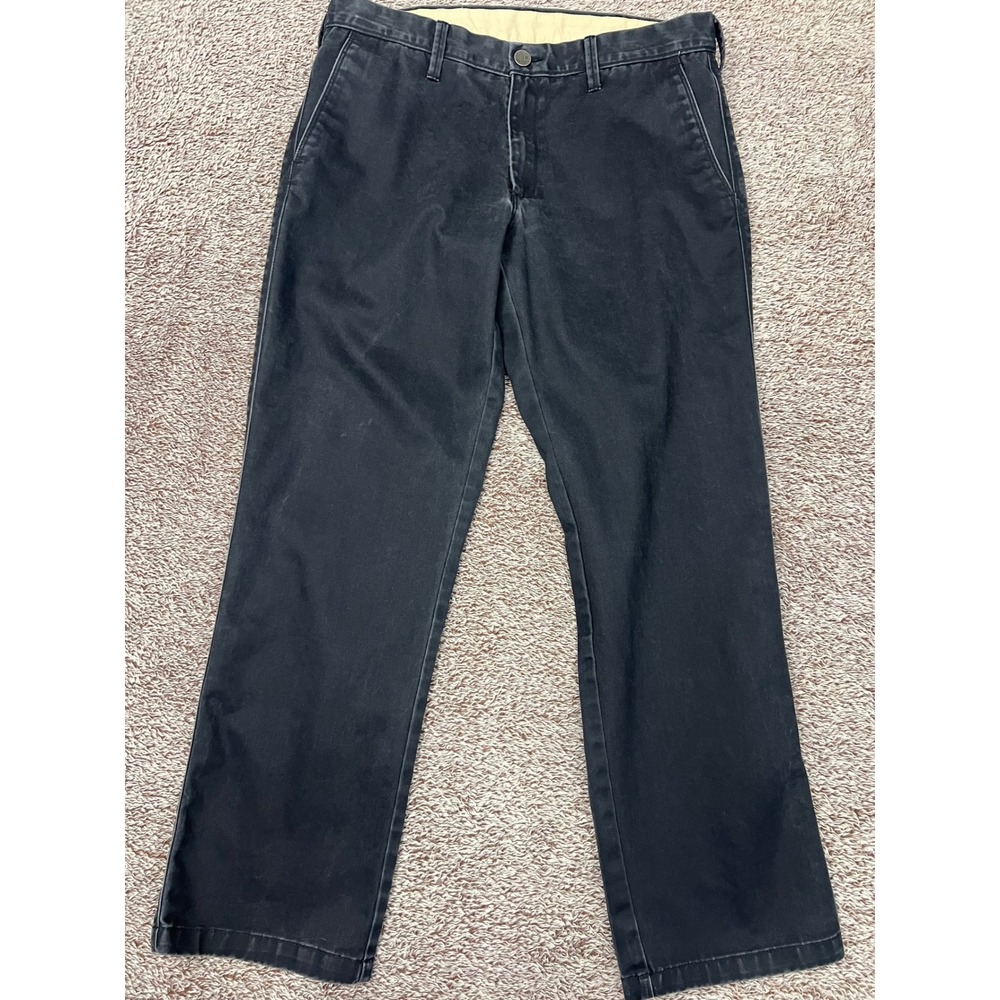 Haggar Life Khaki Mens 34x30 Straight Chino Pants Black Charcoal Casual HC10326